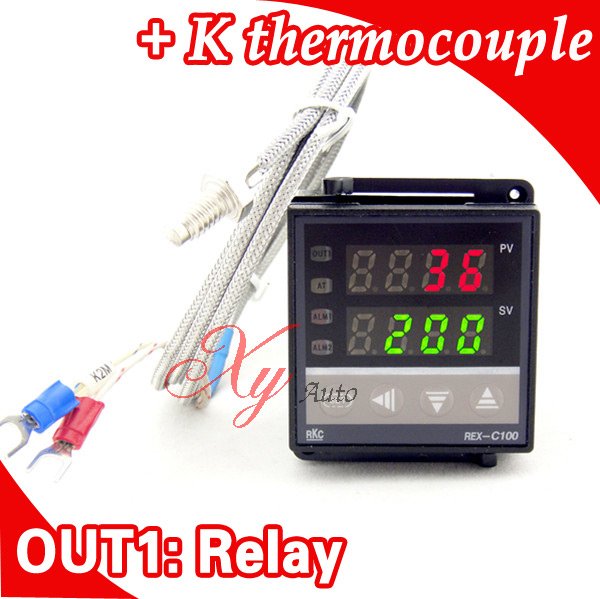 Dual Digital RKC PID Temperature Controller REX C100 with thermocouple K Relay Output