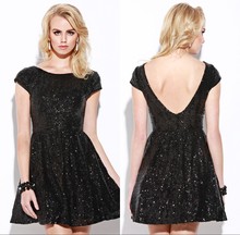 Black Cocktail Dresses 2016 Scoop Neck With Short Sleeves Plus Size Mini Short Sexy Custom Made A Line Party Dresses