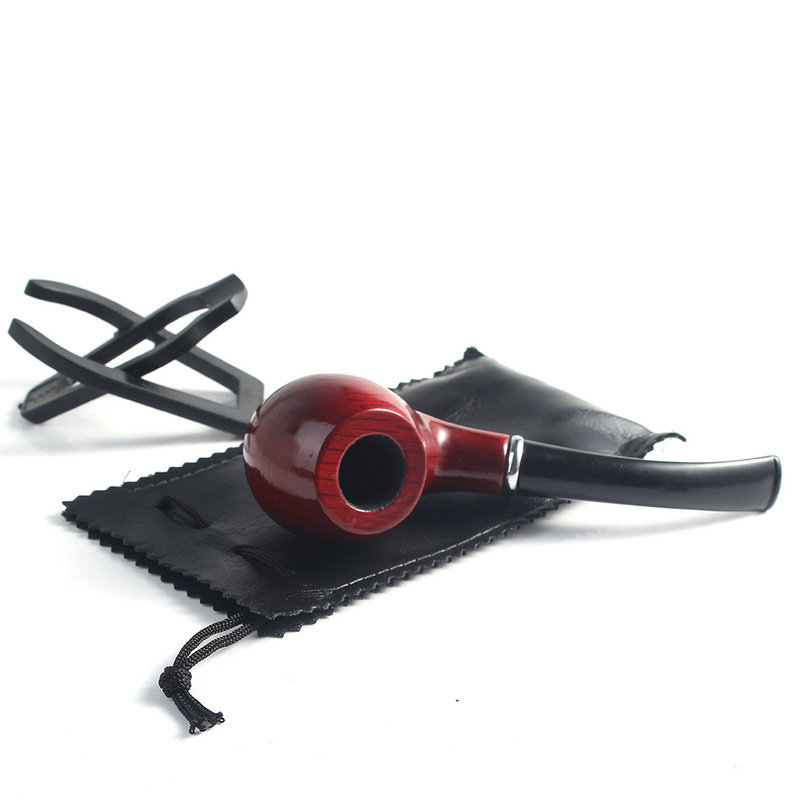 2015 Hot sale Mens Durable Sheath And Pipe Rack Synthetic Leather Wooden Pipe Tobacco Smoking Pipe