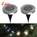 3 Pieces Solar Light Waterproof Stainless Steel Outdoor Lighting 12mm Sensor Recessed Solar Garden Lamp Round