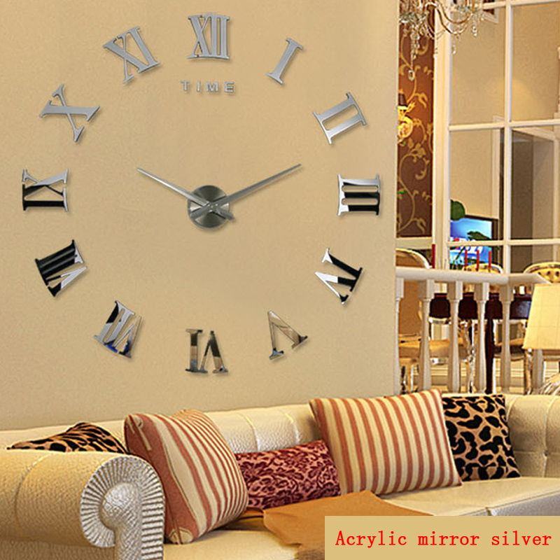 2016 hot fashion quartz watch home decor limited sale 3d big mirror diy real wall clock