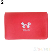 Women s Bowknot Business ID Credit Cute Card Pocket Bag Wallet Holder Case 02QJ 49YL