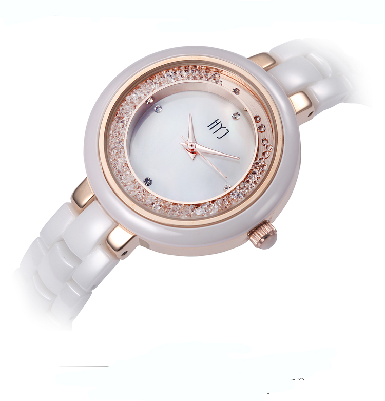 New 2015 Women Dress Watches Geneva Ceramic wristwatch women Rhinestone Watch Luxury Casual Relogio Men Quartz watch H254