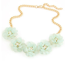 Hot Selling Jewelry Fashion 4 colors Gold Plated Flower Statement Necklace For Woman 2015 New collar