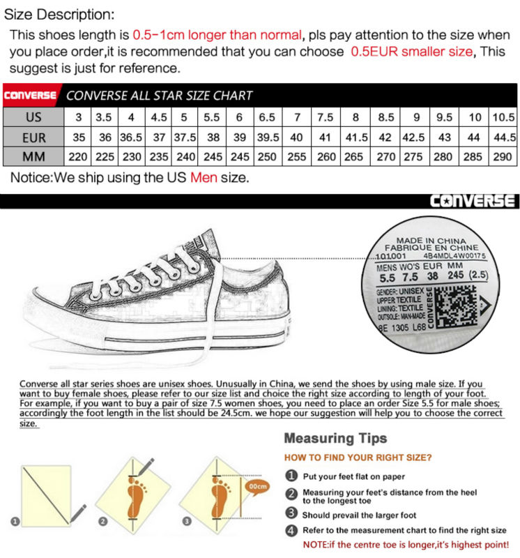 converse unisex size guide