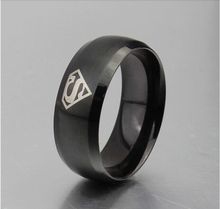 Black superman S logo alliance of tungsten carbide ring wide 8mm 7g for men women high