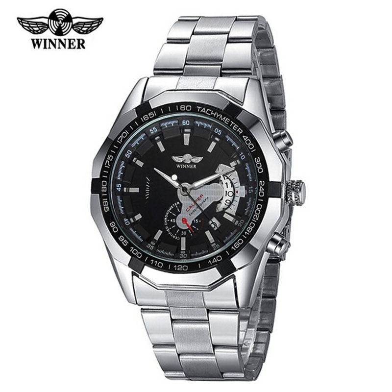 Luxury Brand Winner Watches Men Stainless Steel Automatic Mechanical Men s Watch Auto Date Small Seconds