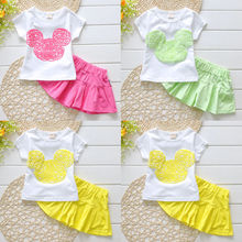 2016 New Cute Girls Kids Clothes Sets Outfits Toddler Kids Minnie Mouse T shirt Shorts 2pcs
