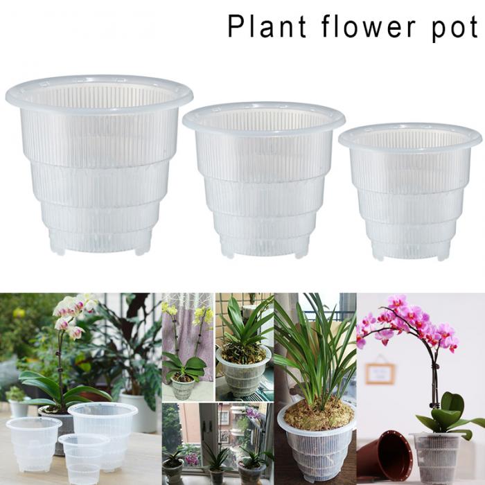 New Resin Mesh Pots Clear Orchid Flower Planter Container Home-Garden Decoration 