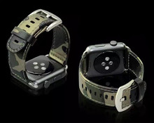 38mm 42mm Camouflage Army Green Special Forces Design Genuine Leather Sports Outdoors Iwatch Band Bracelet Strap for Apple Watch