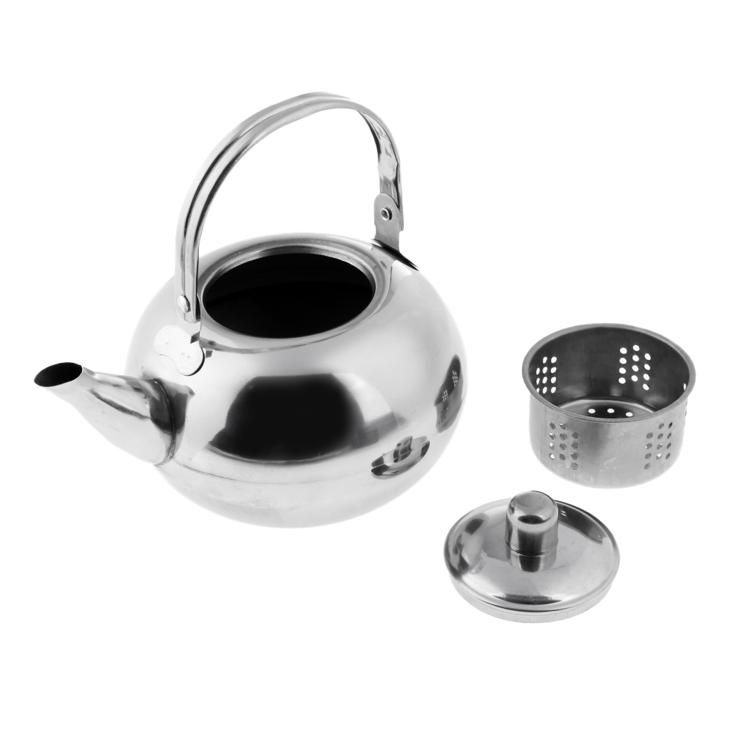 MagiDeal 1000ml//1500ml//2000ml//2500ml Durable Outdoor Camping Stainless Steel Tea Kettle Waterpot Silver//Gold