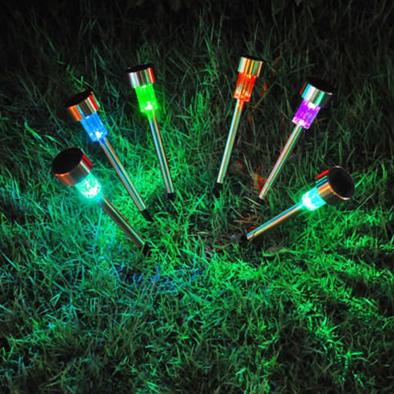Multcolors Solar LED Path Light Stainless Steel Spot Lamp Out Garden Decoration Lawn Landscape Lamp