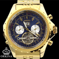 Man Sale New Watch Blackcat Brand Stainless Steel Men 2016 Fashion Golden Day Date Month Automatic