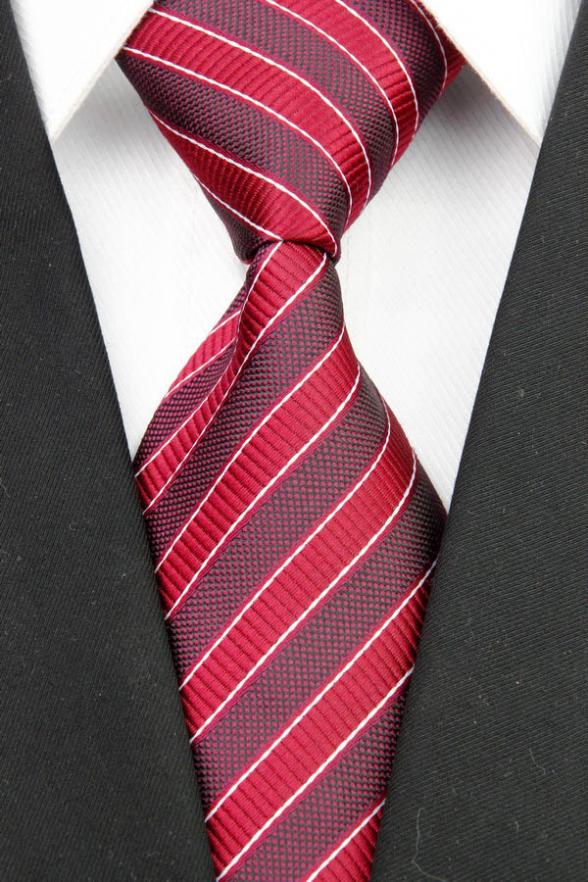 NT0046 Red Black Stripe Smooth Luxury Jacquard Woven Classic Elegant Silk Polyester Man s Business Wedding