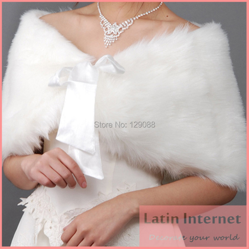 Buy Ivory Bridal Faux far wedding shawl wrap stole shrug bolero cape