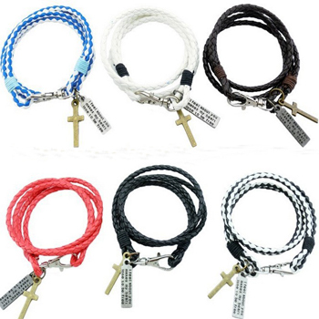 bracelets bangles charms lot Charms for bulk  cross men leather bracelets weave  Cross  1pcs fashion