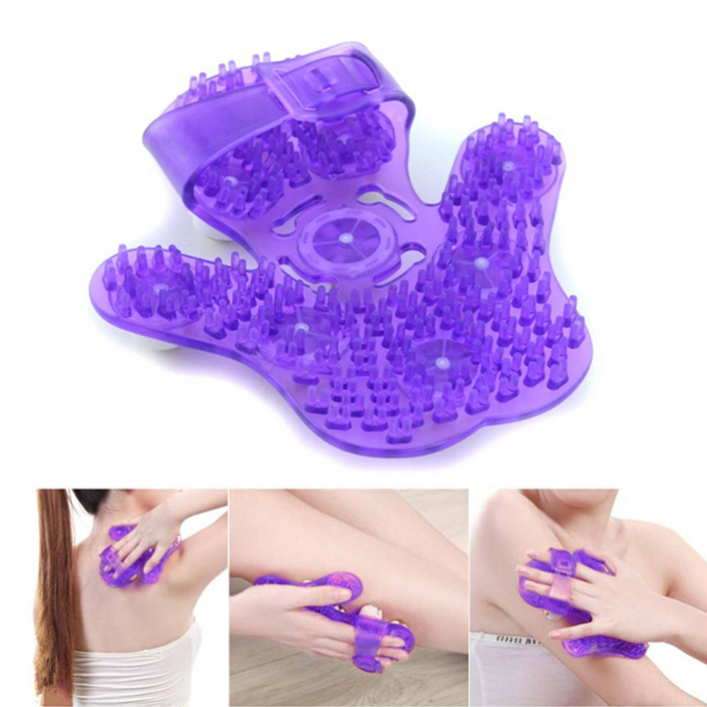 Purple Rotatable 9 Metal Roller Ball Massage Glove Body Massager Health Care Masajeador Fisioterapia Massageador Corporal