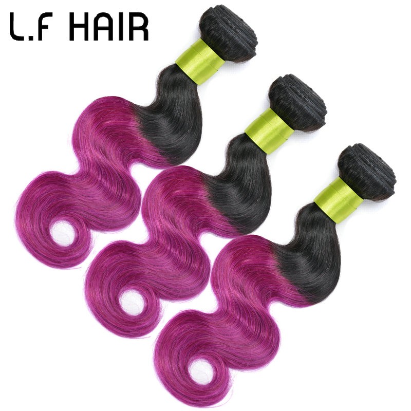 Hot In Stock 100% Ombre Cheap Human Hair Weaving Two Tone Ombre Body Wave Hair Bundles 6A 2Pcs Ombre Purple Brazilian Hair