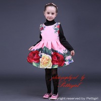 New Design Girls Rose Dress Floral Ruffle Kids Girl Outfits Retail Children Clothing GD80928-24