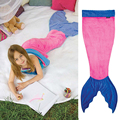 Winter Plaid Mermaid Tails Blankets Sleep Mermaid Kids Warm Fleece Costume Portable Fluffy Blanket On The