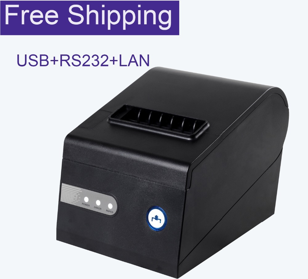 free shipping 80mm thermal receipt printer XP-C260K USB+RS232+LAN interface Pos printer