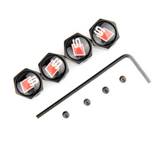 2015 Hot 4PCS black Anti Theft Car Wheel Tire Valve Stem Air Cover Caps For Audi Sline Good Free Shipping