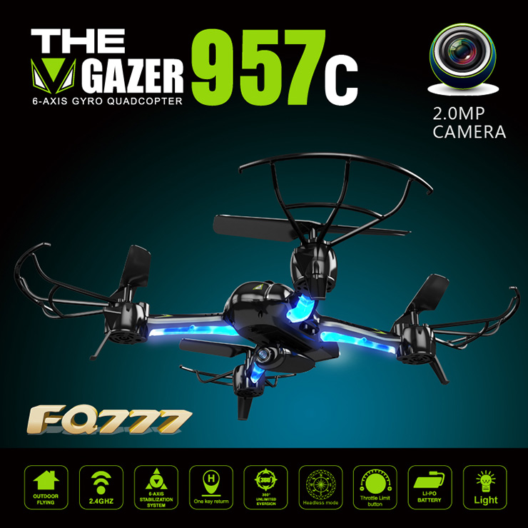 FQ777 Gazer 957C 6-axis Gyro Headless Mode With 2MP Camera RC Quadcopter RTF 2.4GHz