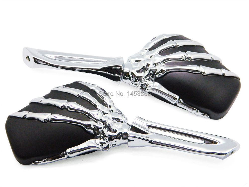 Фотография Universal Streetfighter Skeletal hand Chrome Skull Skeleton Motorcycle Mirrors for Kawasaki Vulcan Ninja KZ EN 550 900 1500 1600