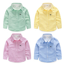 Baby solid color shirt male 2016 spring male children’s child clothing child turn-down collar long-sleeve shirt male tx-5105