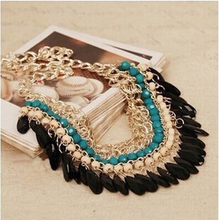Hot Sale Bohemian Tassels Drop Fashion Gold Trendy Choker Chain Statement Necklaces & Pendants Collar Jewelry For Woman