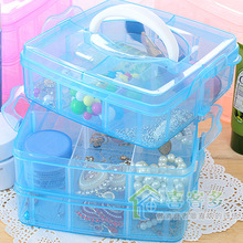 2014 New Fashion Transparent Plasitc Jewelry Makeup DIY Home Organizer Boxes Protable Travel Cosmetic Storage Case #AF0073
