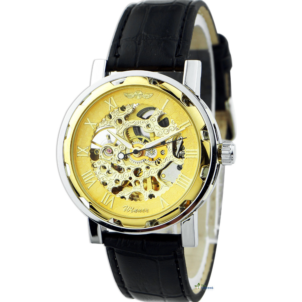 Holiday Sale Mens Mechanical Automatic Luxury Watch Gold Tone Skeleton ...