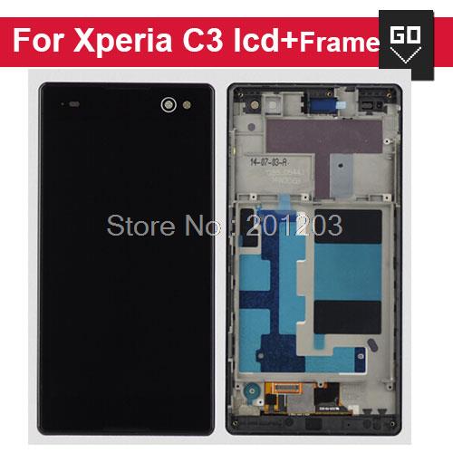 For xperia C3 LCD display with frame and Touch Screen digitizer assembly Original FOR Sony for Xperia C3 s55t LCD Screen