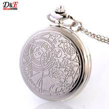 Vintage Bronze doctor who design pocket Watch Necklace Ladies Necklace Silver Pendant Watch Quartz wholesale price