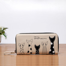 2015 fashion women s wallet burst models Europe and America long wallet female cartoon cat purse