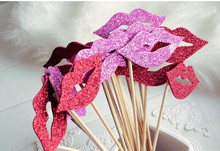 Cheap 10pcs/bag Fashion Funny lip eva diy Photo Props booth photography props kids birthday wedding decoration party supplies