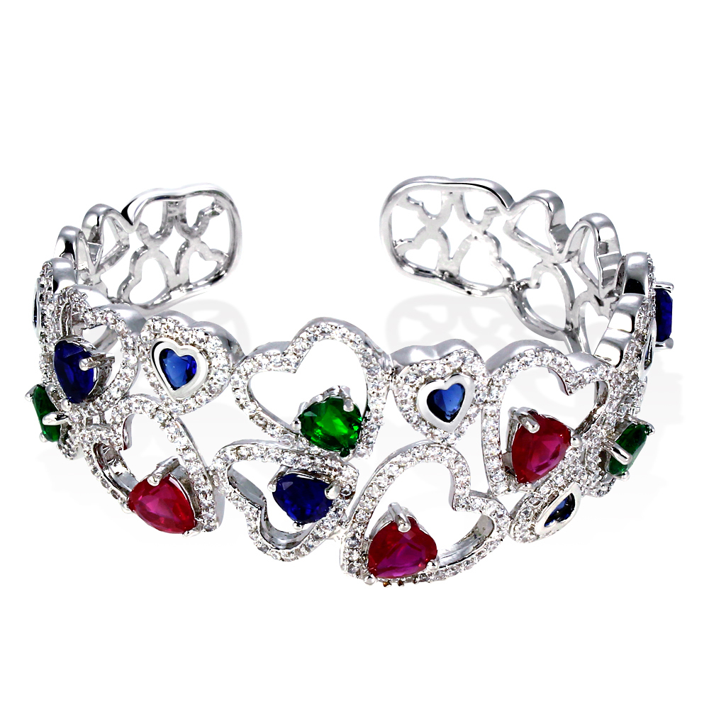 Fashion  AAA Cubic Zirconia Women Luxury Bangles Color Stone Wedding Jewelry Free Allergy Cadmium Free 706 pcs of CZ