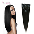 African American Remy Virgin Brazilian Clip In Human Hair Extensions Straight Natural Color Brazilian Hair Clip