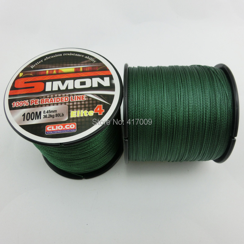 2015 New Simon Brands Multifilament PE Braided Line 100meters Super Strong fishing line 4 Stands 10LB