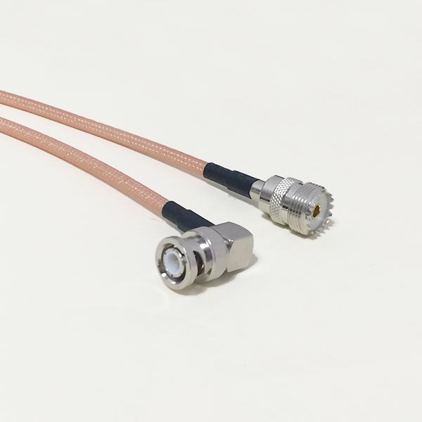 High quality low attenuation UHF Female Jack Connector Switch BNC Male Plug Right Angle Connector RG142