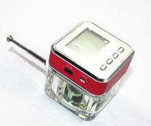 Crystal lighting Mini Digital Speaker Music portable radio Micro SD/TF USB Disk mp3 fm radio LCD Display speaker clock radio