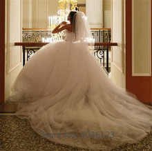 Vestidos de noiva Custom Made Sweetheart Handmade Long Elegant Ball Gown Wedding Dresses 2015 Handmade Tulle