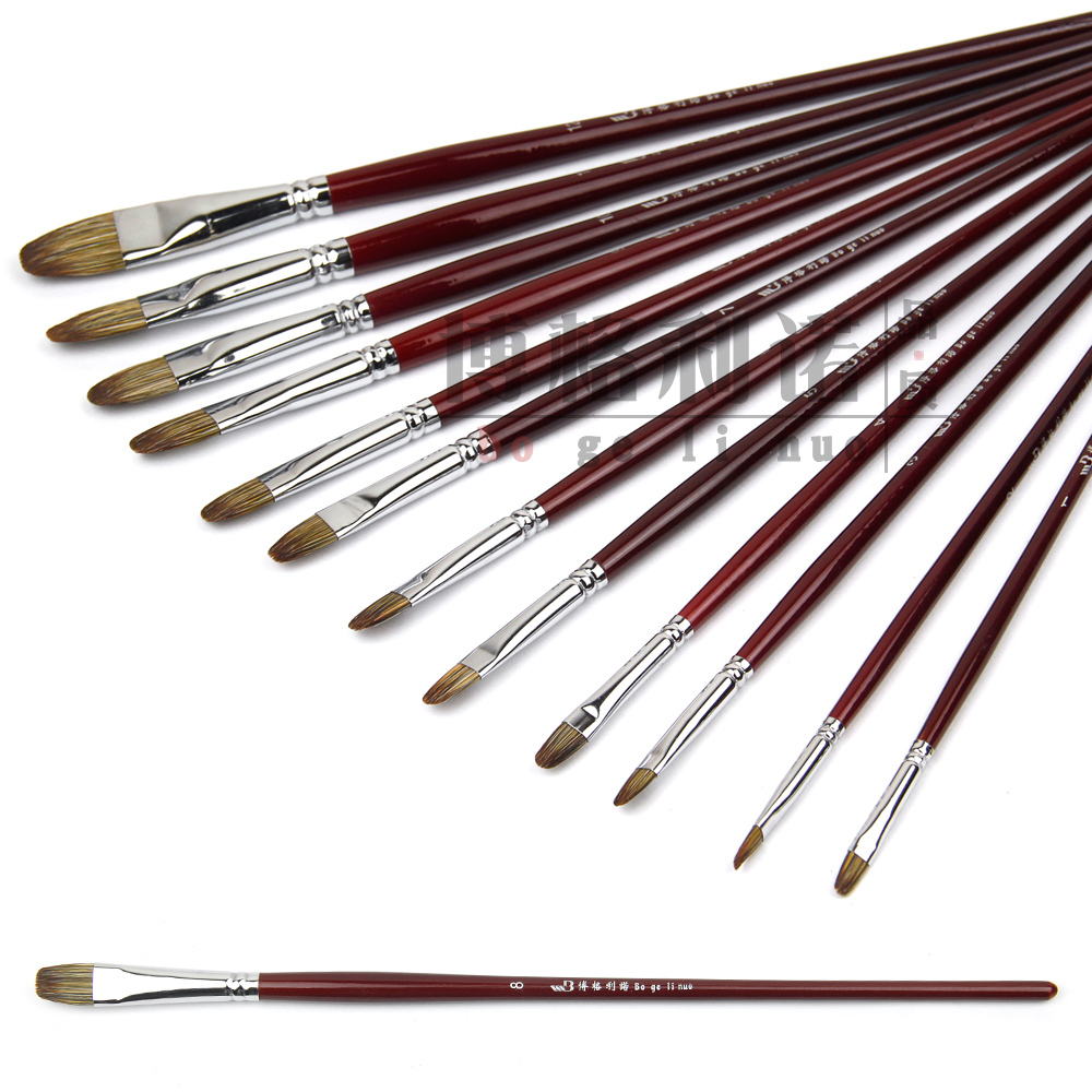 12Pcs/Set Bergino Round Mixed Animal Hair Paint Brush Set Watercolor