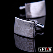 KFLK Luxury Laser pattern gemelos shirt cufflinks for mens Brand cuff buttons cuff links High Quality Silver abotoaduras Jewelry