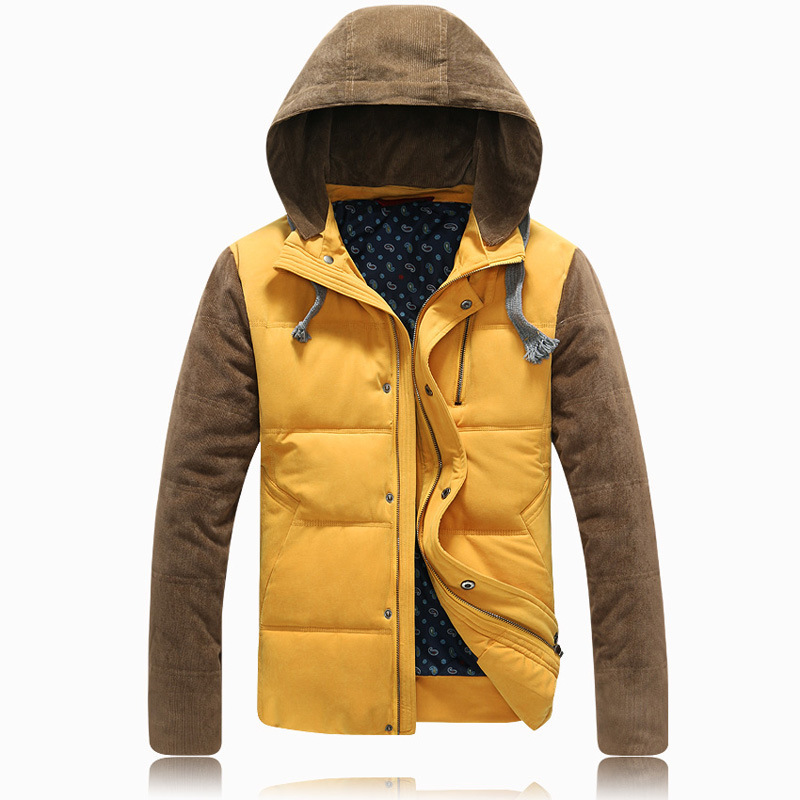 2015 New Korean Style Teen Thick Cotton Patchwork Coat Warm Winter Clothes Padded Jacket Men XXXL