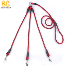 3 Way Dog Coupler Leash No-Tangle Nylon Pet Leash Lead Double For Walking 3 Medium Large Dogs Red Blue