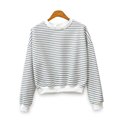 Autumn Women Stripe Casual Long Sleeve Striped Hoodie Jumper Pullover Sweatshirt Tops One Size