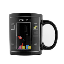 2015 Hot NEW Tetris Pattern Magical Heat Sensitive Color Change Water Milk Mug Coffee Cup