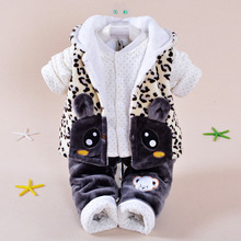 Winter Baby coat Clothing Set Velvet Girl Character Suit Coat T-Shirt Pants Kids Baby Set Wear Baby jacket Boy Clothing Set