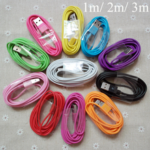 Colorful 1m 2m 3meter Lace Wire 8Pin USB Sync Data Charging Charger Cable Cords for Apple